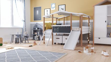 Pokój dziecięcy Cory z łóżkiem domkiem (90 x 200 cm, 7-częściowy)