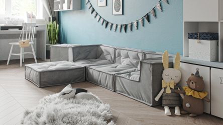 Sofa dziecięca MyColorCube - szary 5-częściowy zestaw F