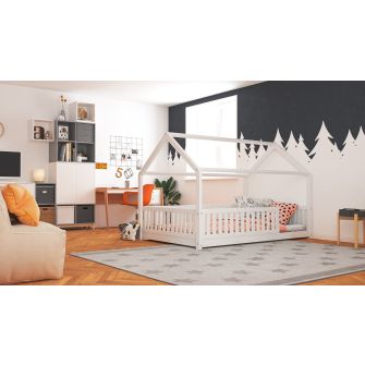 Hausbett Lilly in weiß mit Flachsprossen (120 x 200cm) - (Abbildung ähnlich)
