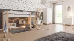Pokój dziecięcy Finn, biały, z łóżkiem piętrowym (5-częściowy)