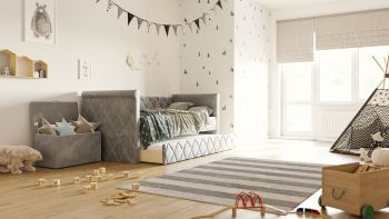 Zestaw: Sofa-łóżko Vilena z pojemnikiem na zabawki Vali